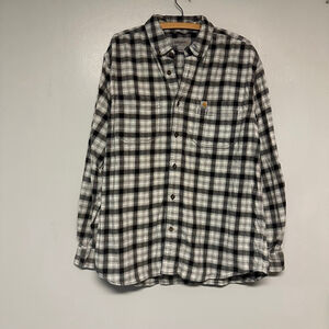 Carhartt Black White Plaid Relaxed Fit Casual Button Down Long sleeve size L